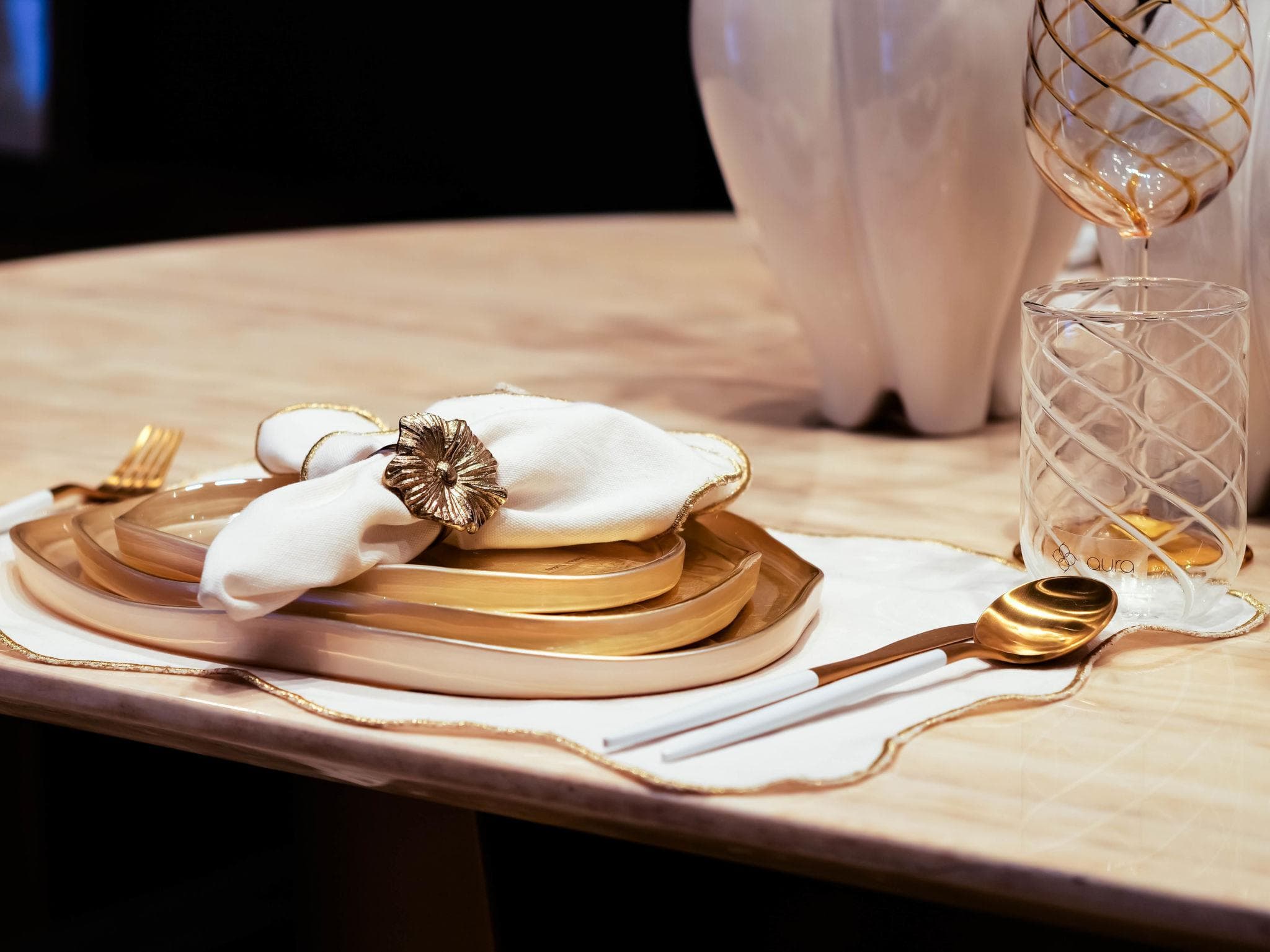Intimate private dining table set for an exclusive oyster tasting